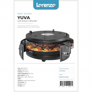 LORENZO - YUVA ÇOK AMAÇLI FIRIN 360° MAT SİYAH KL:1