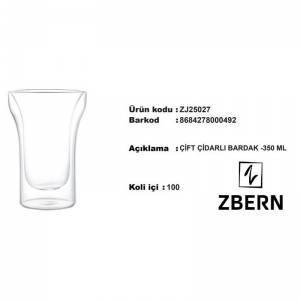 ZBERN ÇİFT ÇİDARLI BARDAK -350 ML KL:100