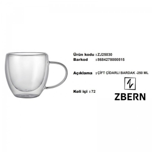 ZBERN ÇİFT ÇİDARLI BARDAK -250 ML KL:72